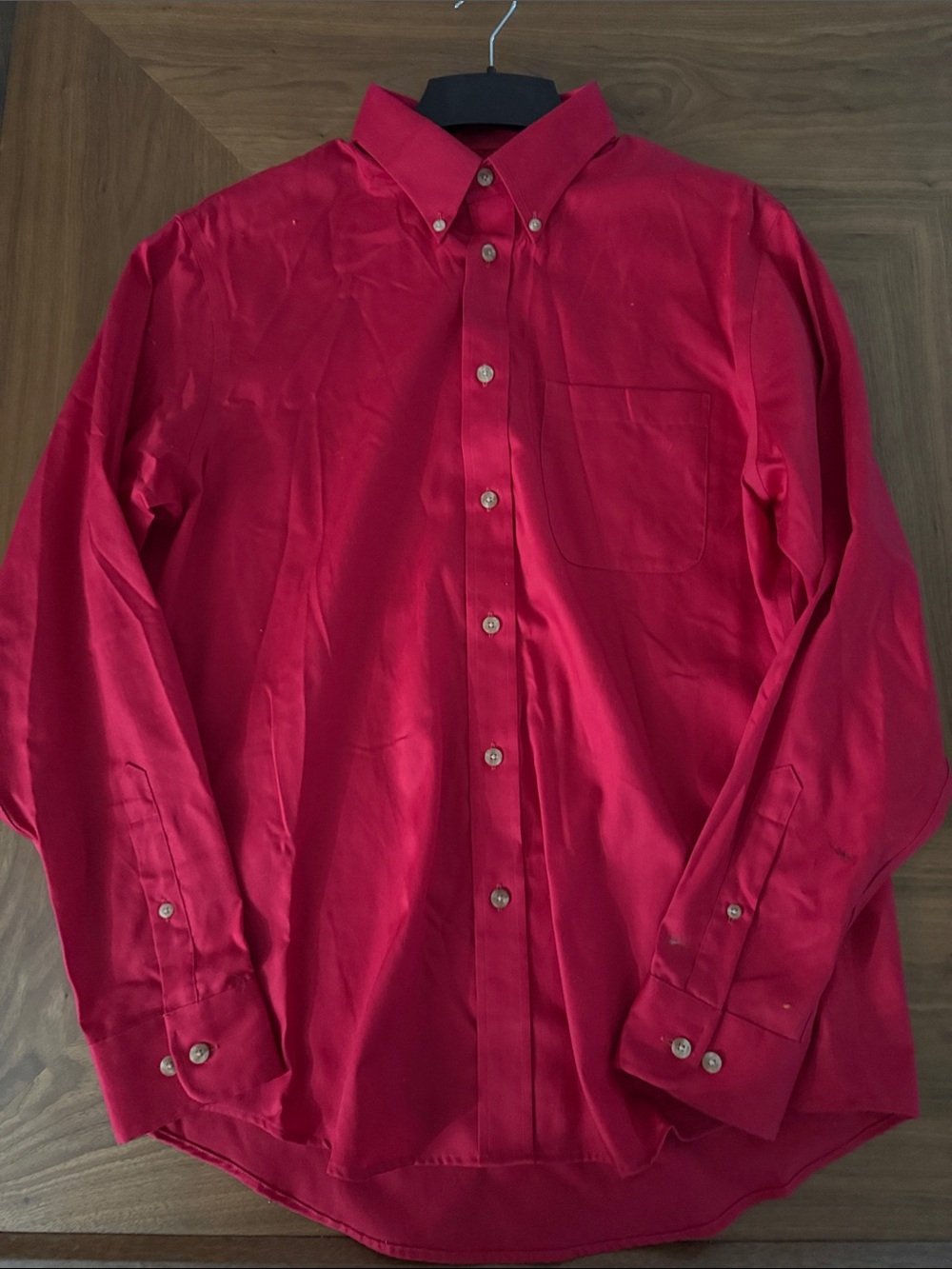 Lands' End Men's Bright Red Button-Down Shirt EUC